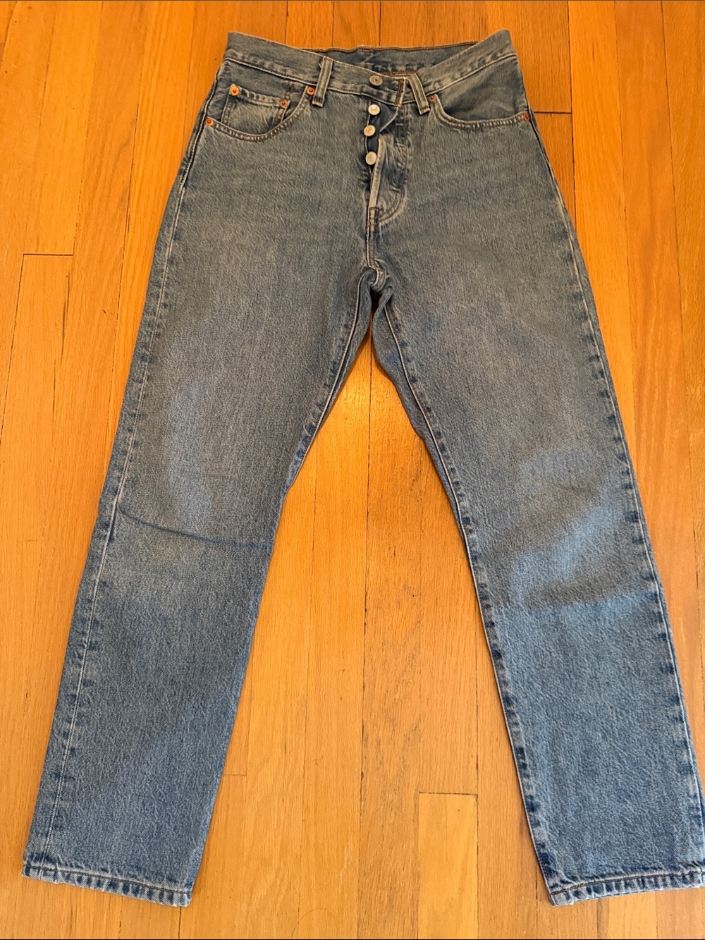 Levi's 501 Cropped Women's Medium Blue high rise Jeans with Button Fly